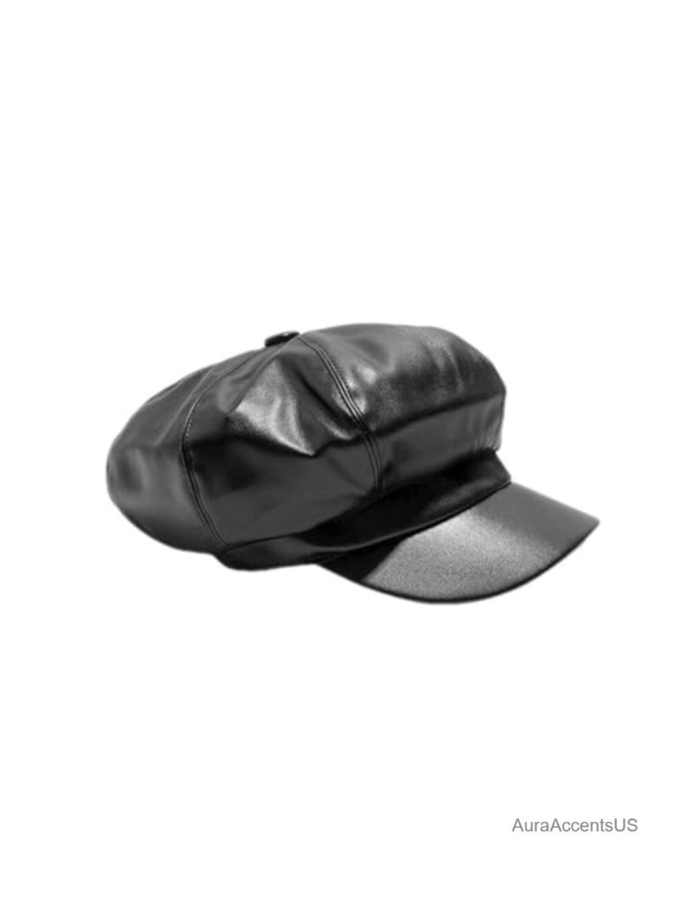Women PU Leather 8 Panel Newsboy Cap Cabbie Painter Beret Hat
